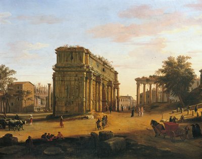 Arch of Septimius Severus in Rome (detail) by Gaspar van Wittel