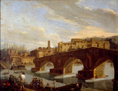 View of the Tiber at the Level of the Broken Bridge in Rome by Gaspar van Wittel