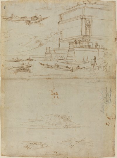 Studies of Lago Maggiore and the Entrance to a Palazzo by Gaspar van Wittel