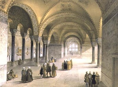 Haghia Sophia, plate 13: The Centre of the Gallery, engraved by Louis Haghe, published 1852 by Gaspard (after) Fossati