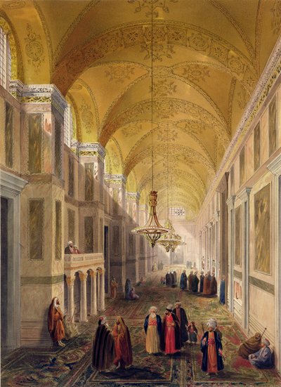 Haghia Sophia, plate 2: the narthex, engraved by Louis Haghe, published 1852 by Gaspard Fossati
