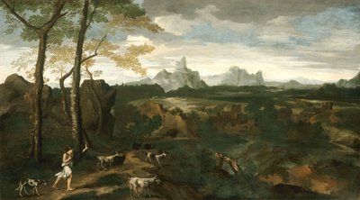 Landscape with a Herdsman and Goats by Gaspard Poussin Dughet