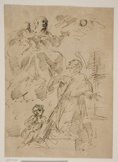 Madonna and Child in the Clouds, with St John of Nepomuk Below by Gaspare Diziani