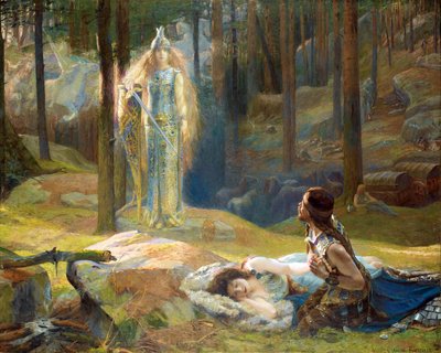 The Revelation. Brunhilde Seeing Siegmund and Sieglinde by Gaston Bussiere