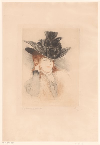 Portrait of an Unknown Lady with a Hat by Gaston Darbour