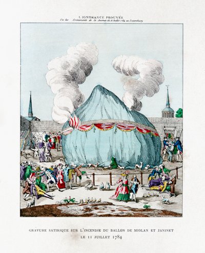 Satirical Engraving on the Fire of the Balloon of Miolan and Janinet, 1784 by Gaston Tissandier