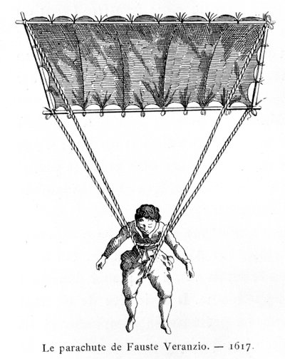 The Parachute of Fauste Veranzio, 1617, 1887 by Gaston Tissandier