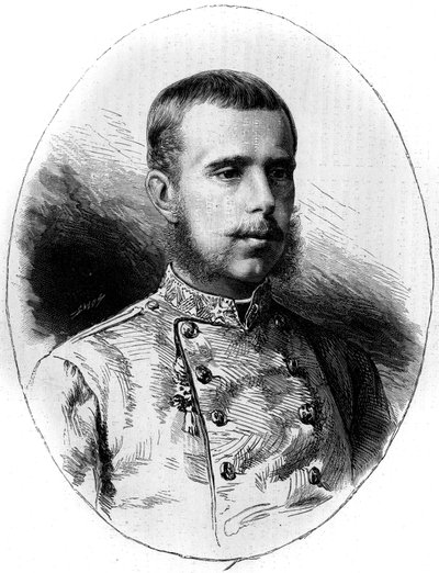 Portrait of Archduke Rodolph of Austria. Engraving by G. Vuillier In 