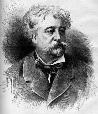 Portrait of Jules Noriac (1827-1882) French writer, critic and journalist. Engraving by G. Vuillier in 