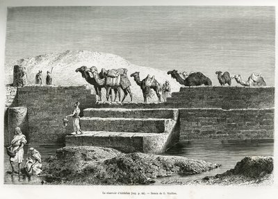 The Reservoir of Abdallah (Saudi Arabia) (engraving by G. Vuillier, to illustrate the story 