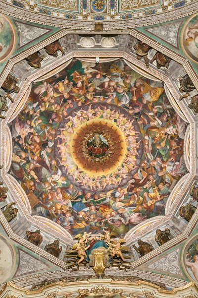 Assumption of the Blessed Virgin, known as The choir of angels playing music, Dome of the transept, from 1534 by Gaudenzio Ferrari