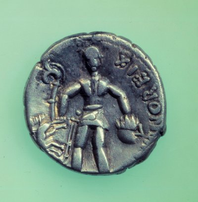 Coin of the Eduen people representing a warrior by Gaulish Gaulish