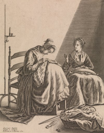 Two Women Sewing (Plate 1 from Five Feminine Occupations) by Geertruydt Roghman