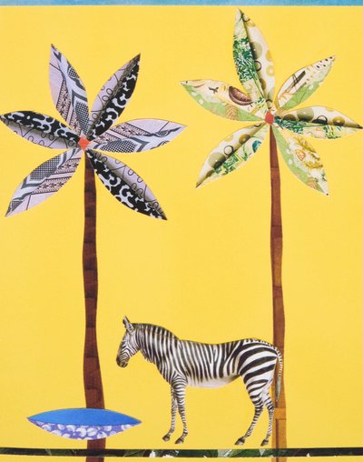 Zebra with Blue Bowl by Genevieve French