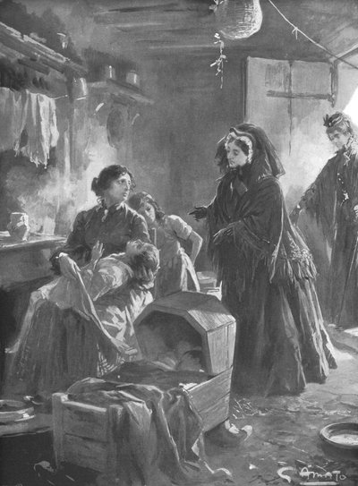Queen Victoria and the Poor: Her Majesty Visiting a Cottage Home by Gennaro Amato