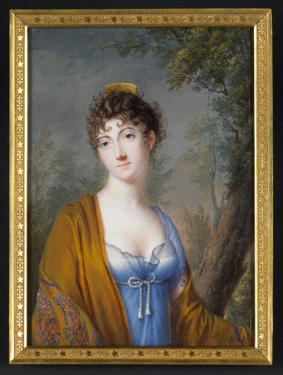 Lady in Blue with Yellow Shawl by Genot