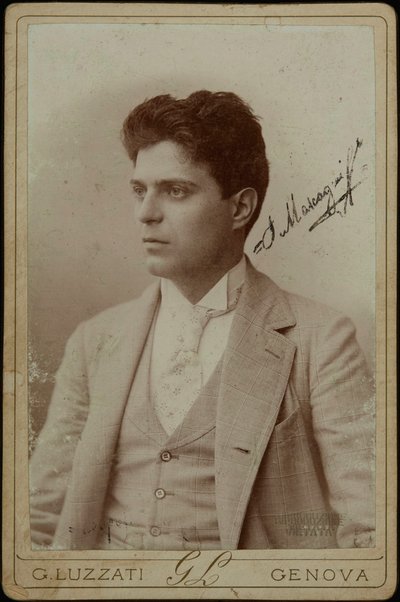 Portrait of the Composer Pietro Mascagni, c. 1890 by Genova . Photo studio Luzzati