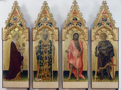 Four saints of Quaratesi Polyptych, Saint Mary Magdalene, Saint Nicholas of Bari, Saint John the Baptist, and Saint George by Gentile da Fabriano