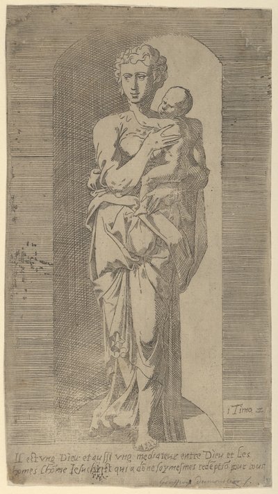 Virgin and Child in a Niche, mid 16th century by Geoffroy Dumoûtier