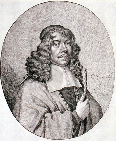 Portrait of Gabriel Schutz engraved by Johann Friedrich Leonart 1668 by Georg (after) Strauch