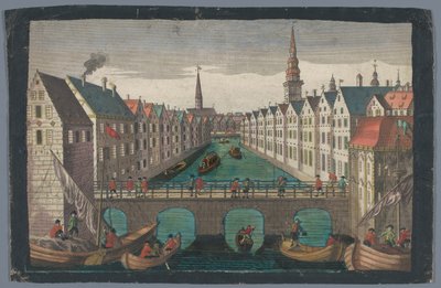 View of the Nikolaifleet Opposite the St. Nicholas Church in Hamburg by Georg Balthasar Probst (possibly)