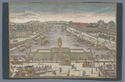 View of the Pont Neuf Over the Seine River in Paris, Looking Towards the Pont Royal by Georg Balthasar Probst (possibly)