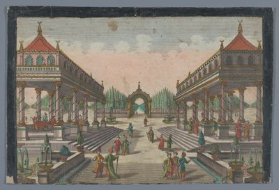View of a Colonnade Leading to a Cypress Garden in Constantinople by Georg Balthasar Probst (possibly)