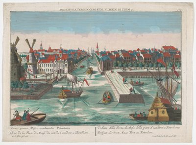 View of the Wester Nieuwe Hoofdpoort and the Ooster Nieuwe Hoofdpoort in Rotterdam (Rotterdam) by Georg Balthasar Probst