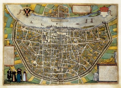 Plan of the City of Burgos in Spain by Georg Braun