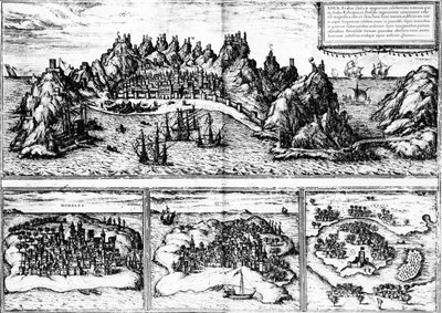 Views of Aden, Mombaza, Quiloa and Cefala, from Georg Braun