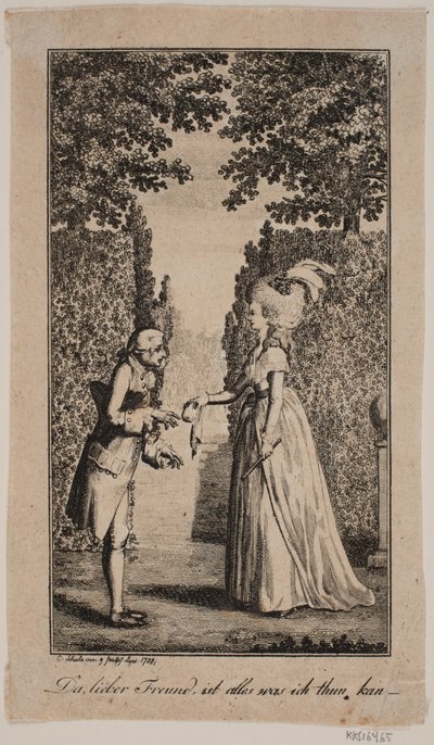 Illustration with Lady and Gentleman in a Park by Georg Christian Schule