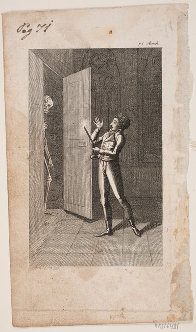 Illustration with Young Man and Skeleton by Georg Christian Schule