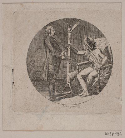 Vignette with Priest and Elderly Man by Georg Christian Schule