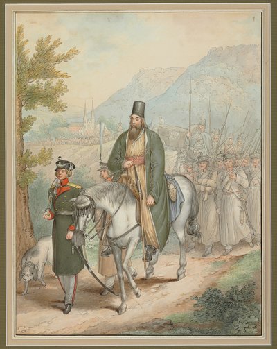 Russian Soldiers Accompanying a Priest on Horseback by Georg Emanuel Opitz