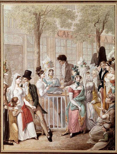 The Terrace of the Cafe de la Rotonde in Paris in 1814 by Georg Emanuel Opitz