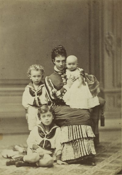Grand Duchess Maria Fyodorovna with children, Nicholas Alexandrovich, George by Georg Emil Hansen
