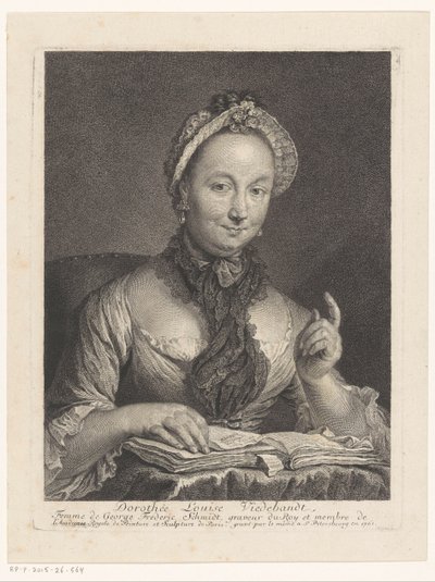 Portrait of Dorothée Louise Viedebandt, Wife of the Artist Georg Friedrich Schmidt (title on object: Dorothée Louise Viedebandt, Femme de George Frederic Schmidt) by Georg Friedrich Schmidt
