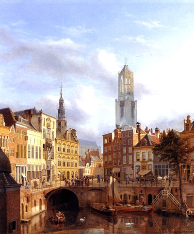 Utrecht with the Oudegracht by Georg Gillis van Haanen