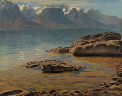 Lake Geneva near Vevey towards Evian by Georg Heinrich Crola