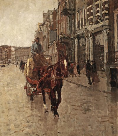 Rokin Westzijde: A Horsedrawn Cart on the Rokin, Amsterdam by Georg Hendrik Breitner
