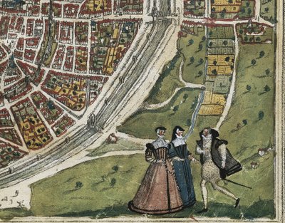Civitatis Orbis Terrarum (Theatrum orbis terrarum). 1572-1617. Paris (1572). Left lower detail. Volume I. Etching. SPAIN. CASTILE AND LEON. Salamanca. Salamanca University by Georg Hogenberg Franz (1535 90) & Ortelius Abraham (1527 98) Braun