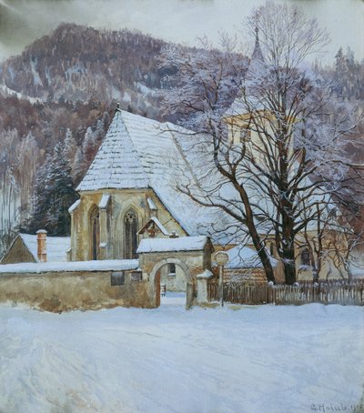 Winter in Rosenthal near Kapellen (Styria) with Old Gothic Church by Georg Holub