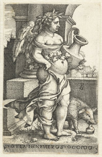 Gluttony (Gula), Gvla Innvmeros Occido (title on object), Seven Deadly Sins (series title) by Georg Pencz