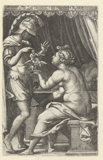 Medea Gives Jason a Statue of Ganymede with Eagle by Georg Pencz