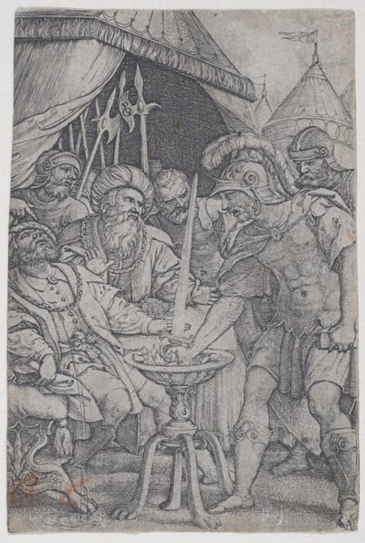 Mucius Scaevola and Porsenna, from Roman Heroes by Georg Pencz