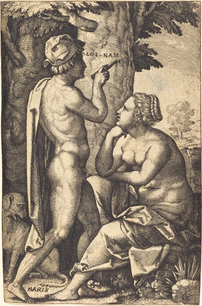 Paris Writing Words of Love to Oenone by Georg Pencz