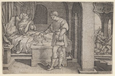 Tobiolus Makes a Propitiatory Sacrifice, from The Story of Tobias, 1543 by Georg Pencz