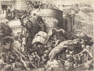 The Taking of Cartagena by Georg Pencz after Giulio Romano