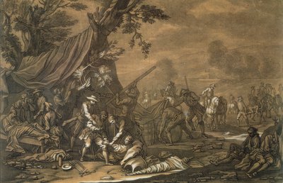 Military Surgeon of the Battlefield during the Spanish War of Succession, engraved by Christian Rugendas by Georg Philipp I Rugendas