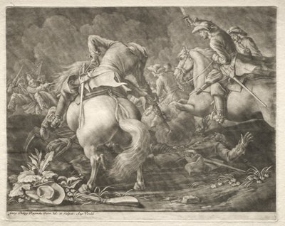 Skirmish between Prussian and Hungarian Hussars by Georg Philipp I Rugendas